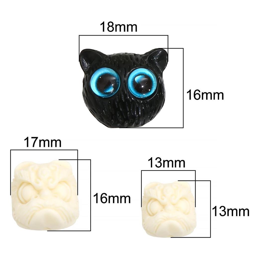 One Acrylic Bead Cartoon Big Eyes Black Cat Beads Wake Lion Carved Beads for DIY Bracelet Craft Jewelry Making