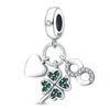 925 Silver Color Four-Leaf Clover Avocado Cactus Green Series Charms Beads Fit 3mm 925  Bracelet Fine DIY Jewelry
