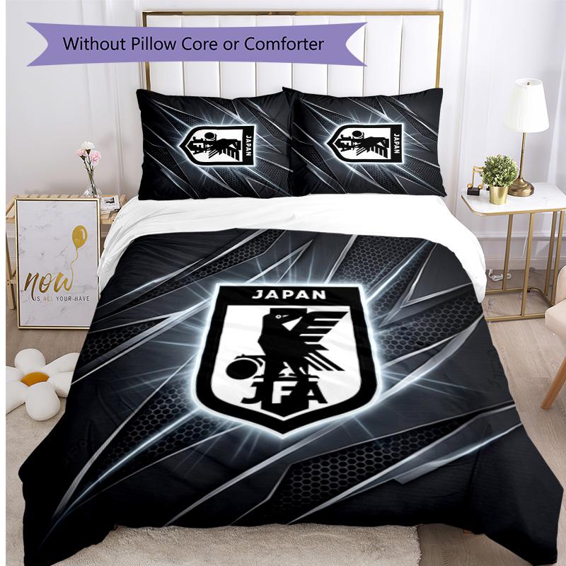 Japan Football Printed Bedding 3 Piece Set Cozy Breathable Bed Cover Set as Housewarming Holiday Gift