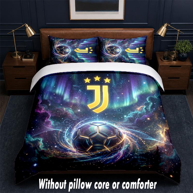 Juventus FC Design Bed Bedding Set 1 Duvet Cover + 2 Pillowcases Soft Breathable Household Bed Linens