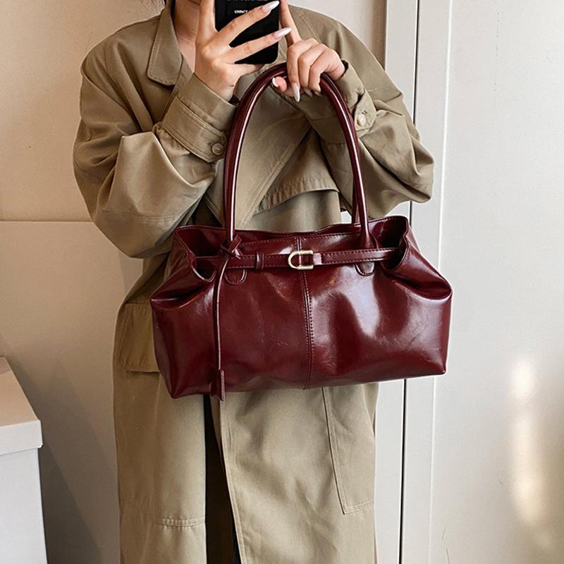 Масло ПУ Кожа Сумка-хобо Мешковатая Сумка через плечо Ретро Сумка с верхней ручкой Большая Рабочая Сумка для Женщин Девушек Сумка-тоут Работа Покупки Путешествия CLE