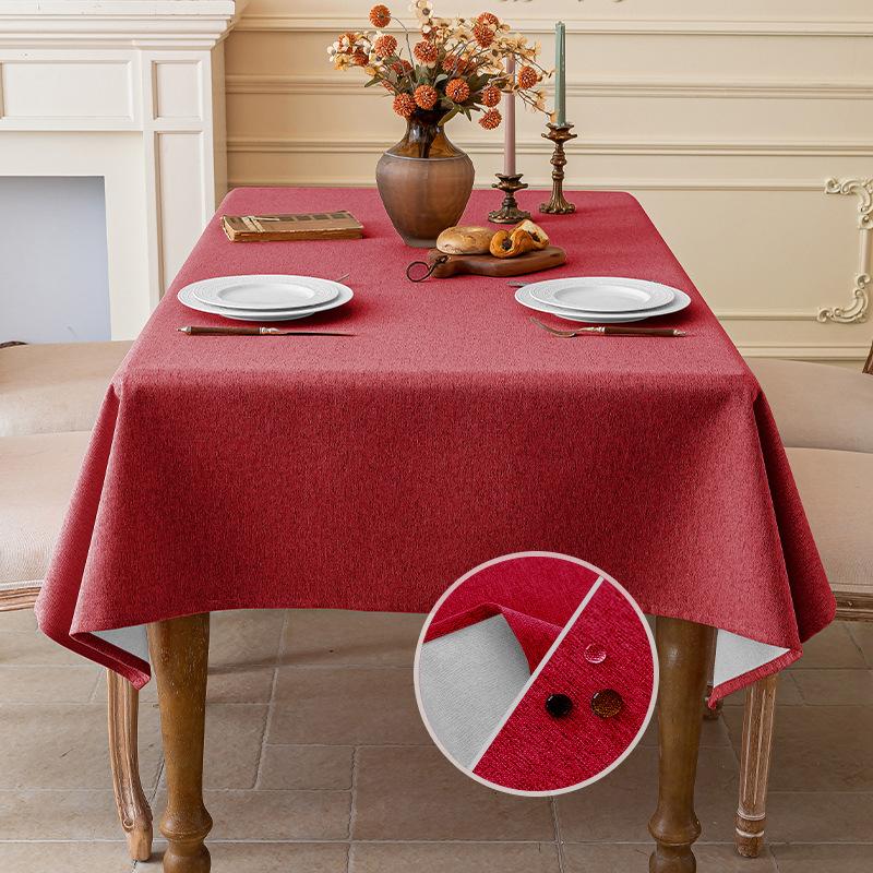 Faux Linen Rustic Reusable Rectangular Table Cloth Cover for Dining Waterproof Waterproof No-wash Dust-proof Coffee Table Cloth