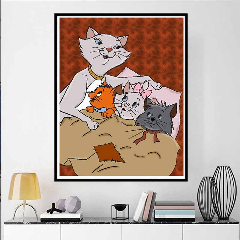 Disney Алмазная живопись Кошки Приключение Иллюстрация Мозаика Арт DIY Набор для вышивания крестиком Полностью Алмазный Домашний Декор Подарок
