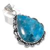 Neon Blue Apatite Gemstone 925 Sterling Silver Jewelry Pendant 2.40"