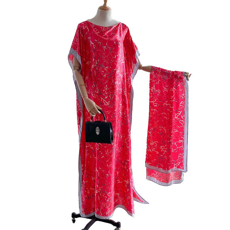 Платье из искусственного шелка женское с принтом, темпераментное, универсальное, большого размера, халат