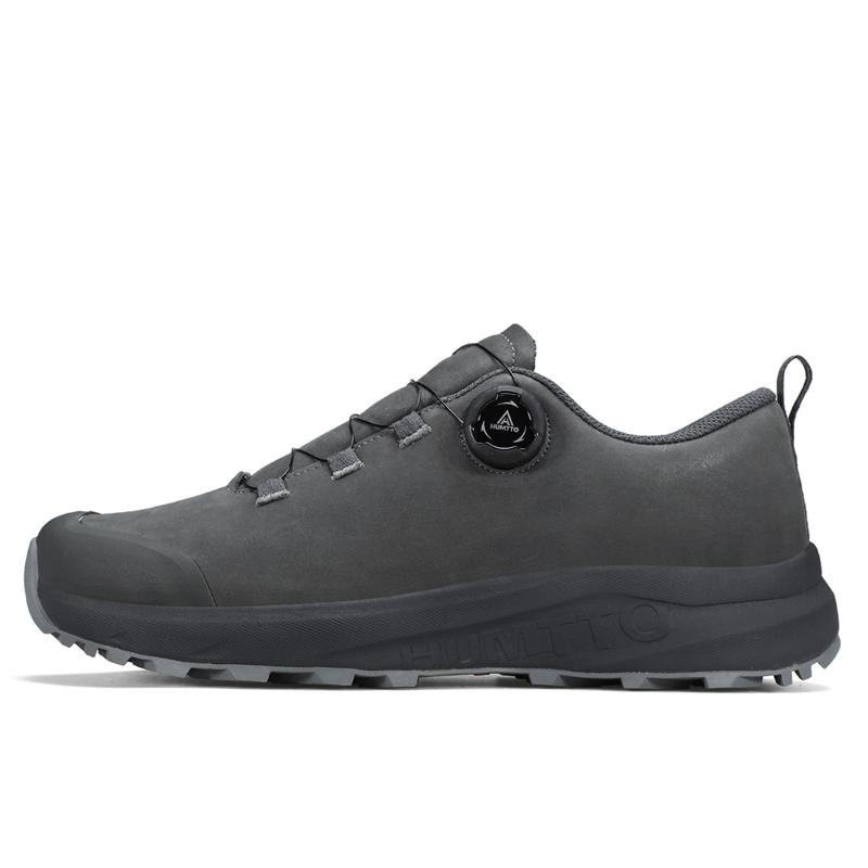 HUMTTO Luxury Designer Men's Sports Shoes Leather Black Hiking Shoes Cushioning Trail Running Trainers Breathable Casual Sneakers for Men