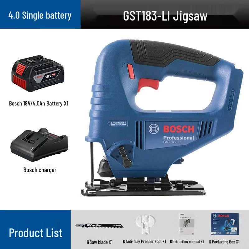 Bosch GST 183-Li Cordless Brushless Jigsaw CN plug (adapter included)