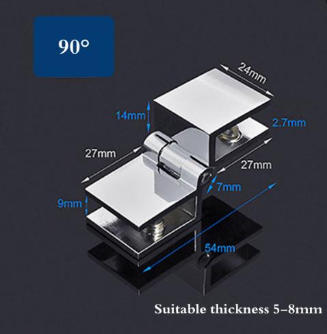 5-8mm Bathroom Decorative Connector Shower Glass Door Hinges Cabinet Cupboard Hardware Clamp Hinges