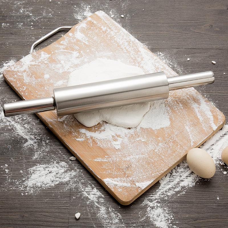 Professional Stainless Steel Metal Rolling Pin for Baking Cookie, Pizza, Fondant, Pie Crust, Dough,Household Kitchen Tools