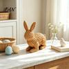 Outdoor Garden Decor 3D Printed Wicker?Look Bunny Figurine, Rattan Texture Rabbit Statue, Style Figurine Weather Resistant Decorative Ornament