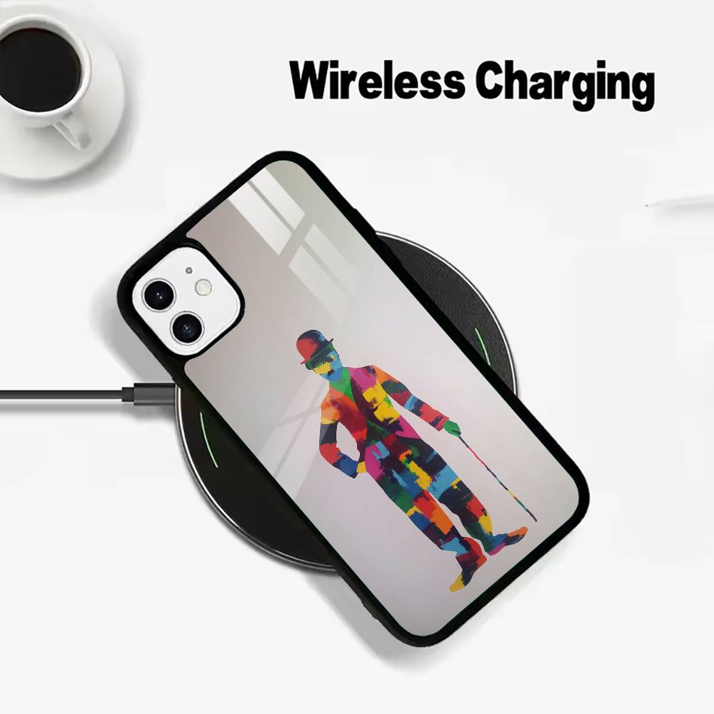 C-Charlie Chaplin Phone Case For IPhone17 16 15 14 13 12 11  Pro Max 16/15/14Plus Wireless Charger Cover Funda
