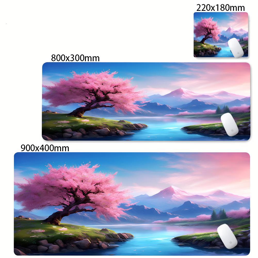 Landscape Cherry Blossom Pattern Mouse Pad Gaming Mats Rubber Nonslip Desk Mat Xxl Pc Accessories Keypad Mousepad Suitable Mats
