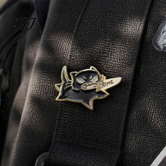 Canvas Bags Brooch Cartoon Black Cat Pin, Enamel Animal Lapel Pin for Collars Decorative Pins Men Women, Badge Clothing Scarves Sweaters Alloy