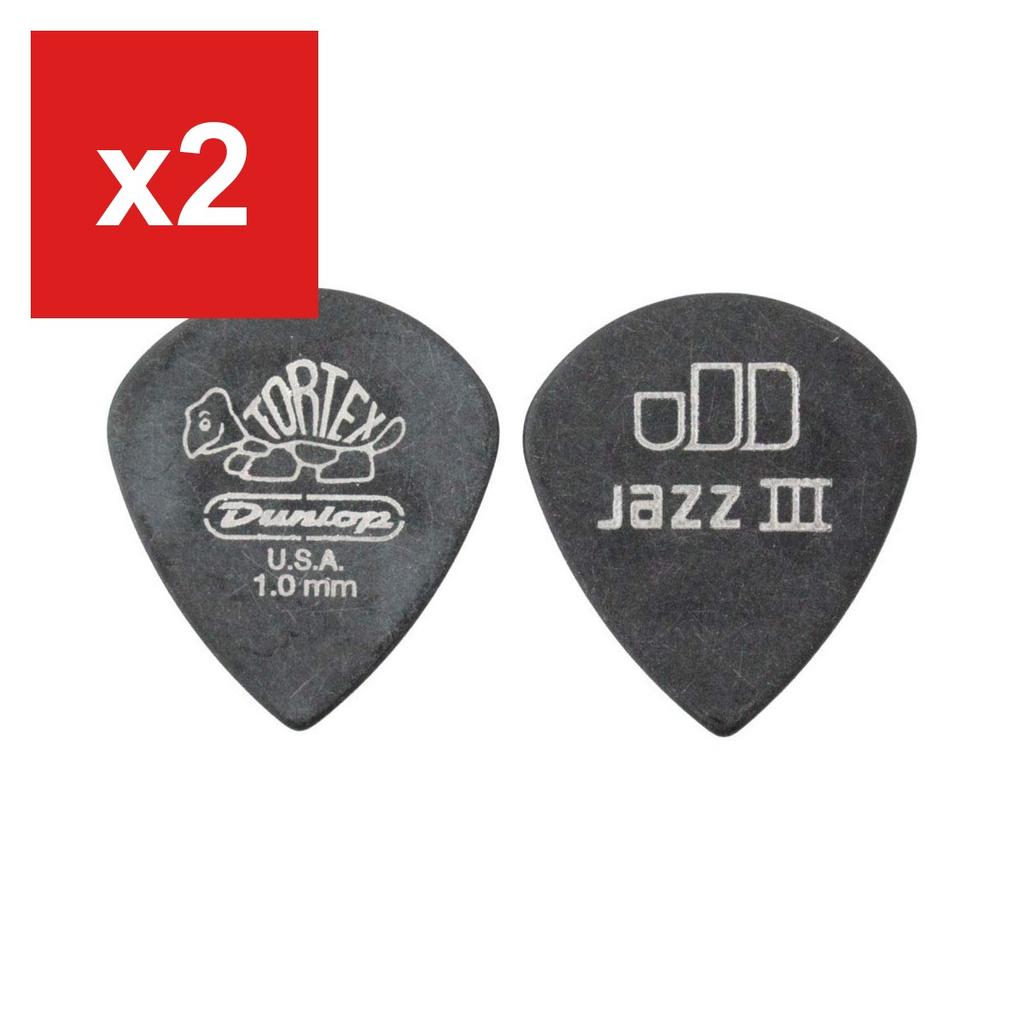 Медиаторы для гитары, Jim Dunlop, 482 Tortex Pitch Black Jazz III 1,0 мм, Упаковка 12 шт.