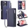 015 Style For iPhone 16 Pro Case Protective Leather Wallet Phone Cover with Straps