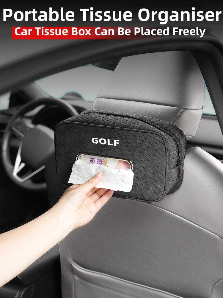 Car In-vehicle Larger size Leather Checkered Tissue Storage Box For VW Golf Polo Passat b6 Jetta Scirocco Sagitar Touareg TouranJD7