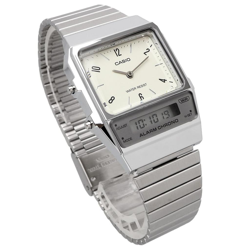 CASIO Standard Quartz Watch Unisex Overseas Model Analog-Digital AQ-800E-7A2 Off-White