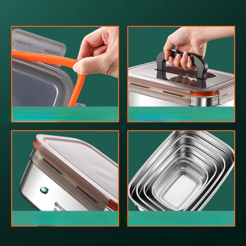 Пищевой сорт 304 нержавеющая сталь сохраняет свежесть ланч-бокс домашний холодильник специальный фруктовый бенто герметичный ящик высокая термостойкость