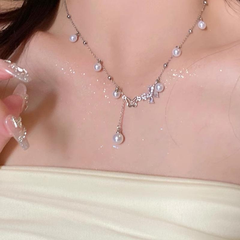 Ветер Ретро Жемчужное Ожерелье Женское Высокий Смысл Бисерная Цепочка на Ключицу Темпераментные Аксессуары