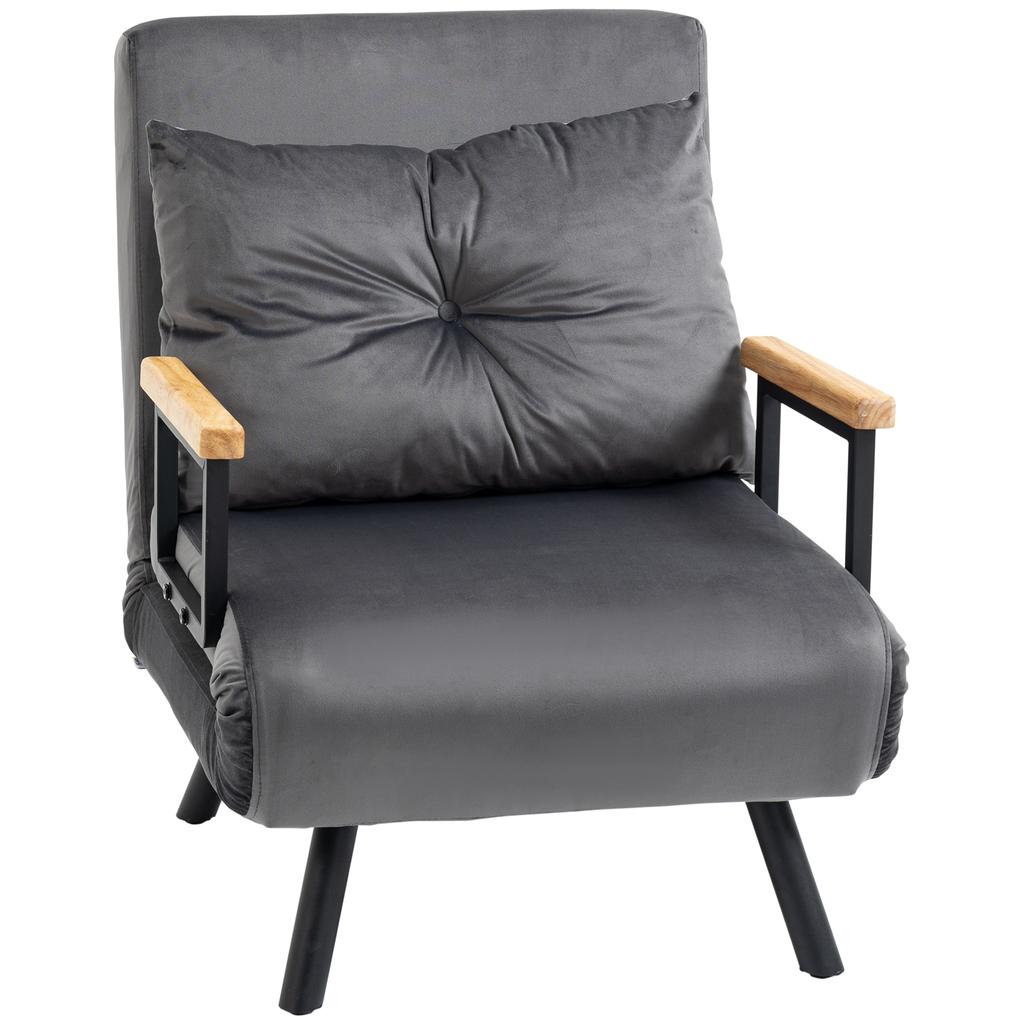 Relax Chair in Scandi Design, Reclining Chair, Reading Chair, incl. Cushion with Button Tufting, Black + Natural