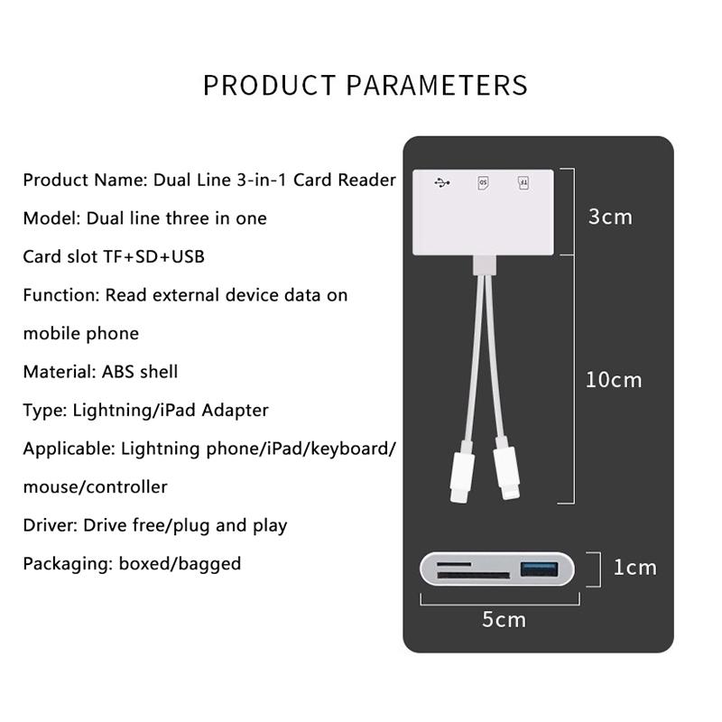 2 в 1 OTG кард-ридер Type C Lightning для SD-TF карты памяти с USB-портом для зарядки для Macbook, ПК, ноутбука, iPhone, кард-ридер