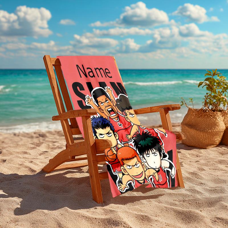 Personalized customized proof beach towel with Sakuragi Hanamichi pattern - soft, absorbent,quick-drying,perfect swimming,camping&bathing
