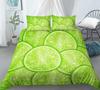 Постельный комплект с принтом лимонов Желто-зеленый Фруктовая тематика Розовый Пододеяльник Размер Кинг/Евро Милый Мультяшный 2/3 шт. Полиэстеровый Чехол для одеяла