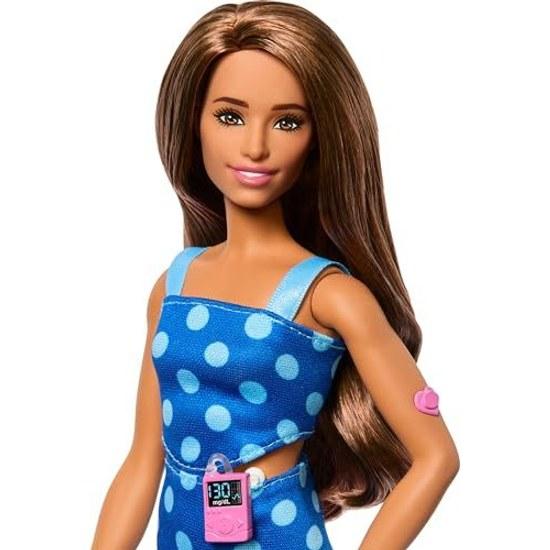 Кукла Barbie Fashionista №242 в одежде и аксессуарах в горошек Партнерство по диабету 1 типа Прорыв T1D.