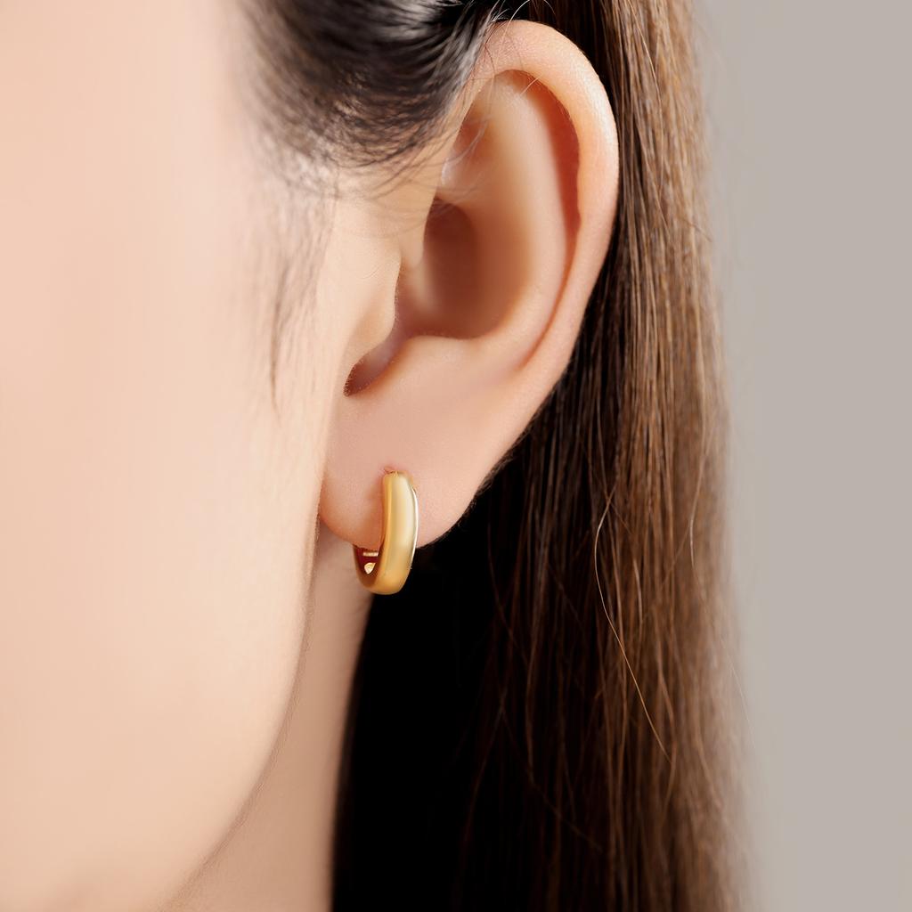 Original S925 Silver Zircon Gold Lining Vintage Hoop Earrings for Women Birthday Party Wedding Gift Jewellery