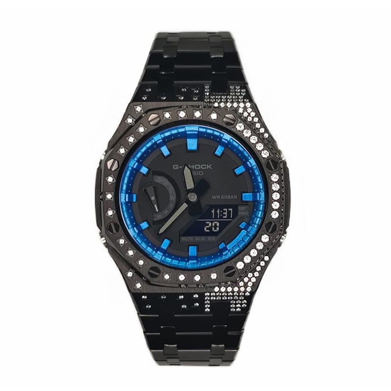 Casio Мужские часы с ЖК-дисплеем и аналоговым двойным дисплеем Серия Black GA-2100-1A1(Watch3--)