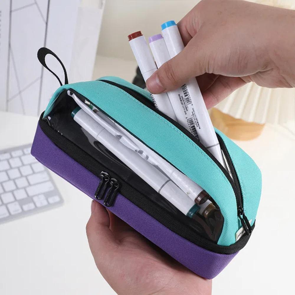 Canvas Pen Pouch Large Capacity Pencil Case Fashion Stationery Bag Signature