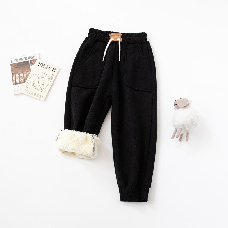 Children's Thicken Pants Autumn Winter Trousers for Kids Thickened Warm Casual Boys Sports Pants Girls Velvet Sweatpants