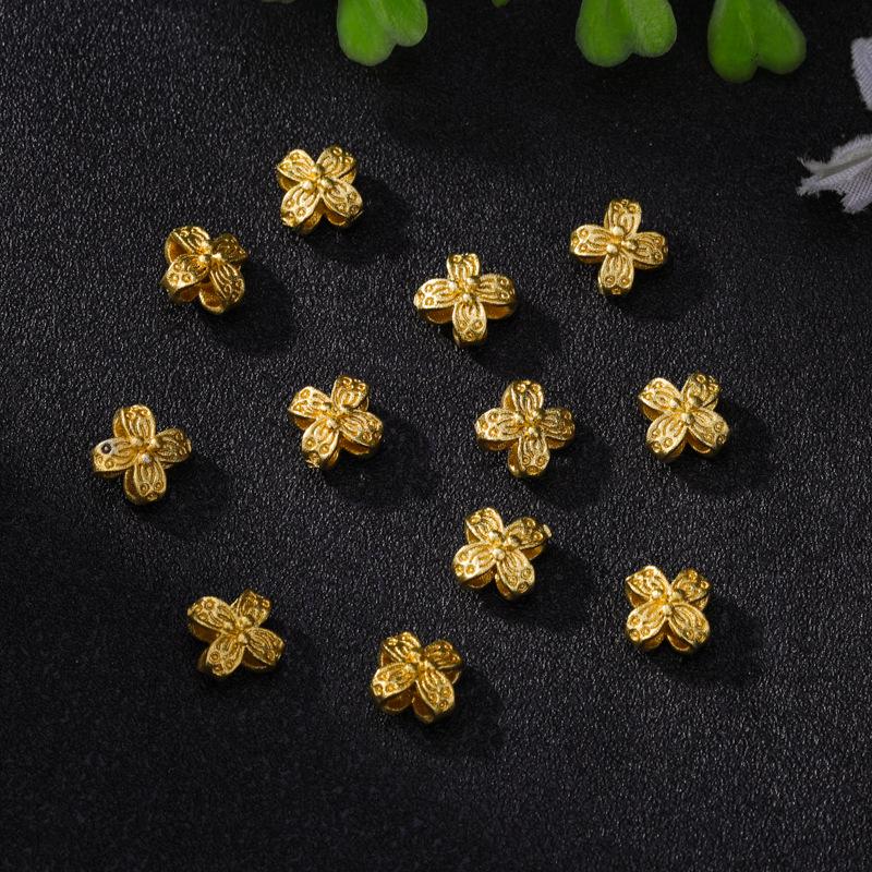 Позолоченные медные разделительные бусины в виде четырехлистного клевера со стразами для браслетов DIY