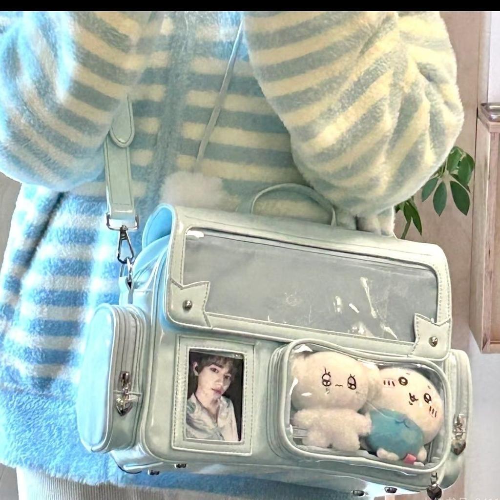 Японский однотонный рюкзак женский квадратный кожаный Y2K Mochilas Mujer Харадзюку большая вместимость Ita Bag аниме ручка через плечо