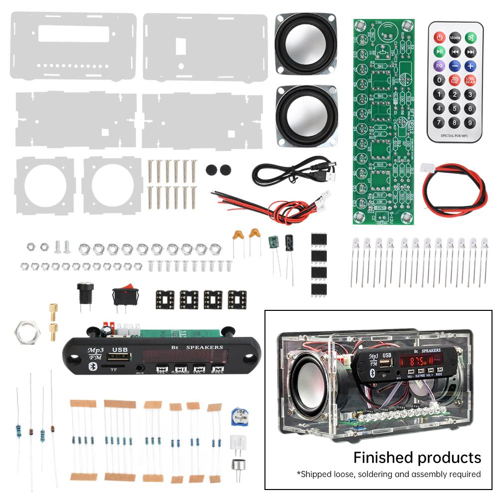 DC5V DIY Bluetooth Speaker Kit with FM Radio DIY Soldering Project Practice Solder Assembly Electronic Kit Component 2*3W Speake