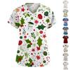 Женская мода V-образный вырез короткий рукав комбинезон с карманами принт топы одежда