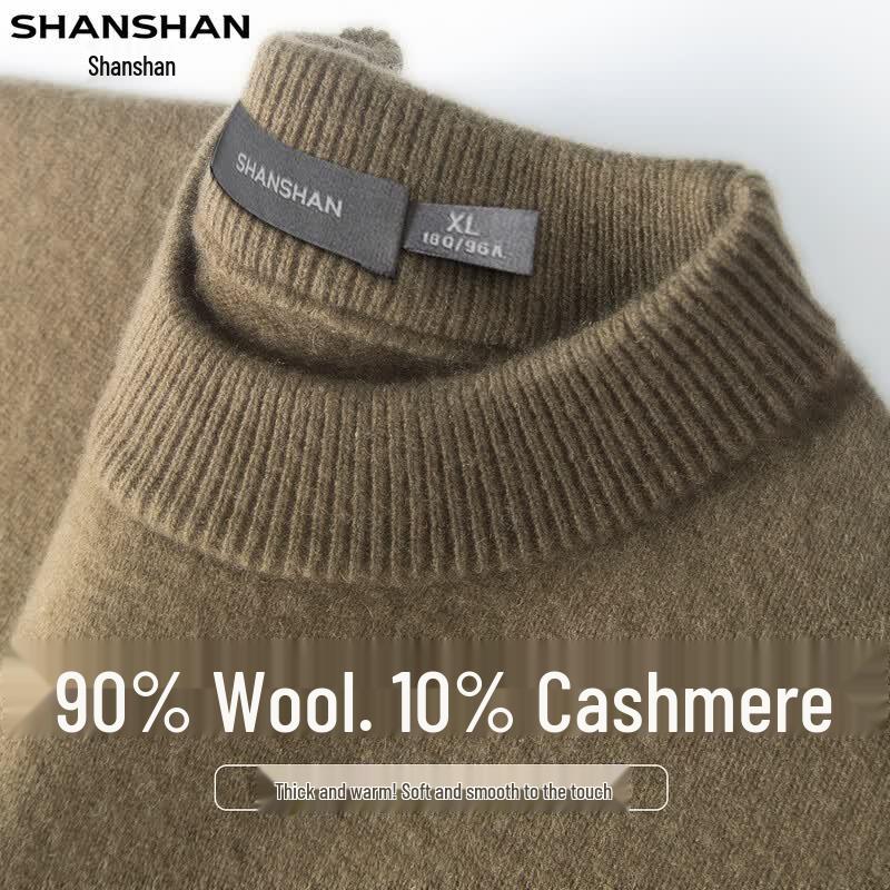 Shanshan Мужской свитер с круглым вырезом из 90% шерсти мериноса и 10% кашемира