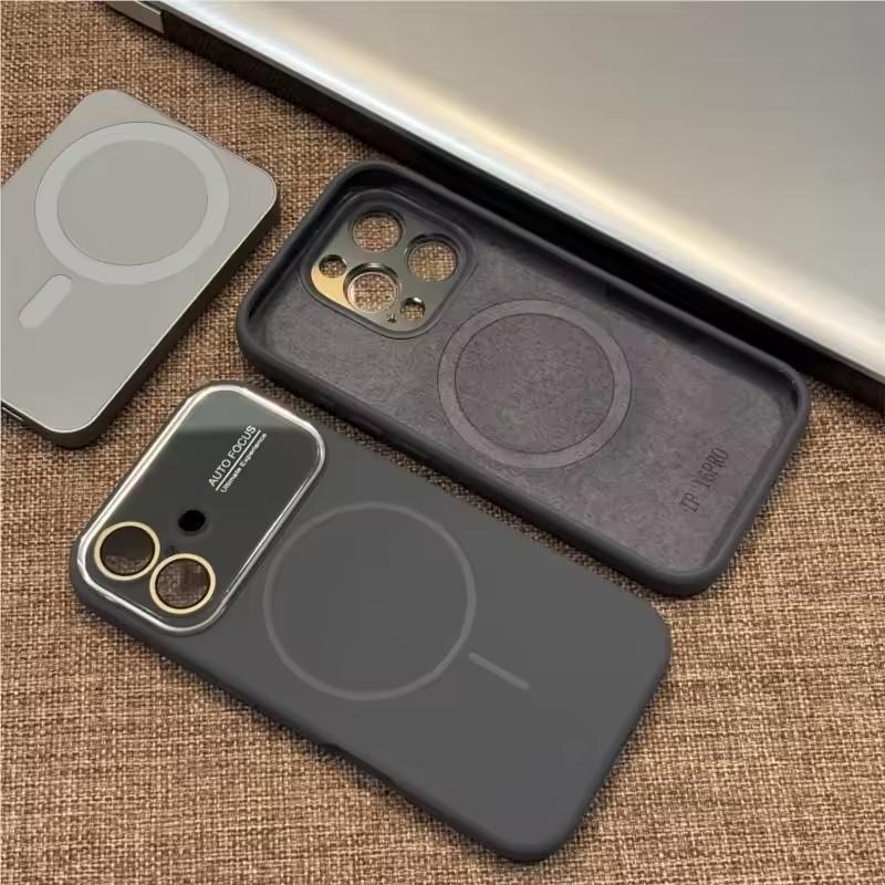 Официальный жидкий силикон для чехла телефона Magsafe для iPhone 17 16 15 14 Pro Max Акрилиновая линза Ударопрочная защита Чехол для телефона
