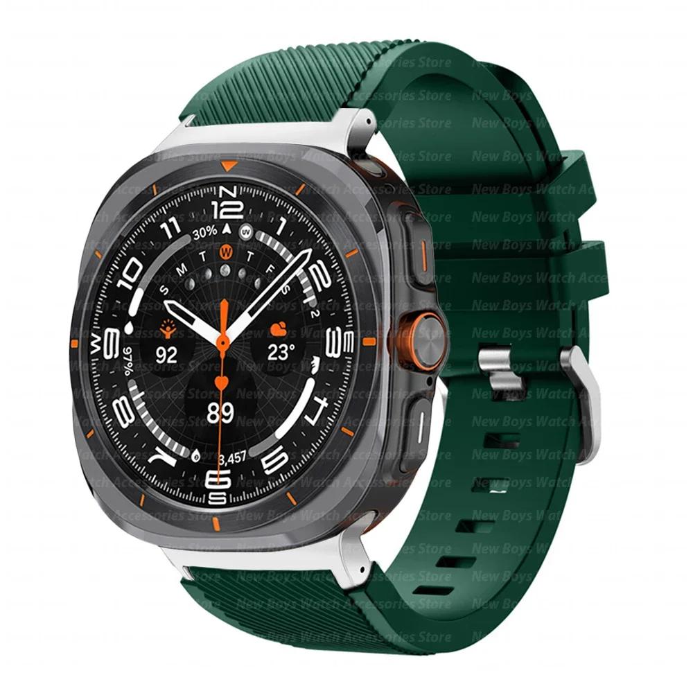 Мужской силиконовый ремешок для Samsung Galaxy Watch Ultra 2025 47 мм Спортивный наручный браслет для Galaxy Watch Ultra 2024 47 мм Аксессуары