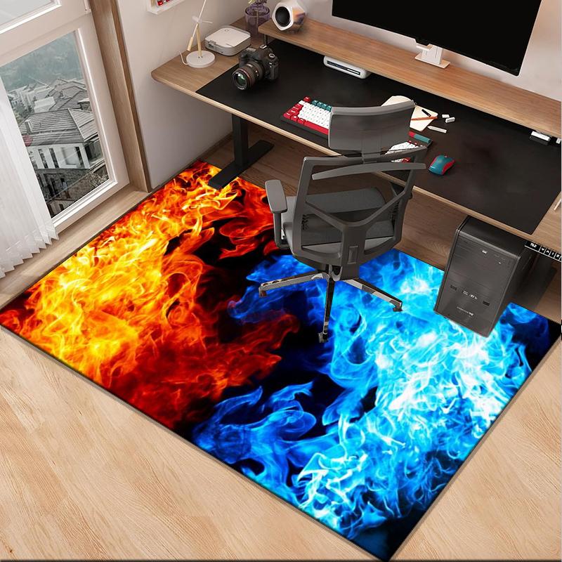 Flame Dance In Blue And Orange Office Rug Chair Mat, Entryway Carpet, Suitable for Front Door, Bedroom, Living Room, Desk, Holiday Gift