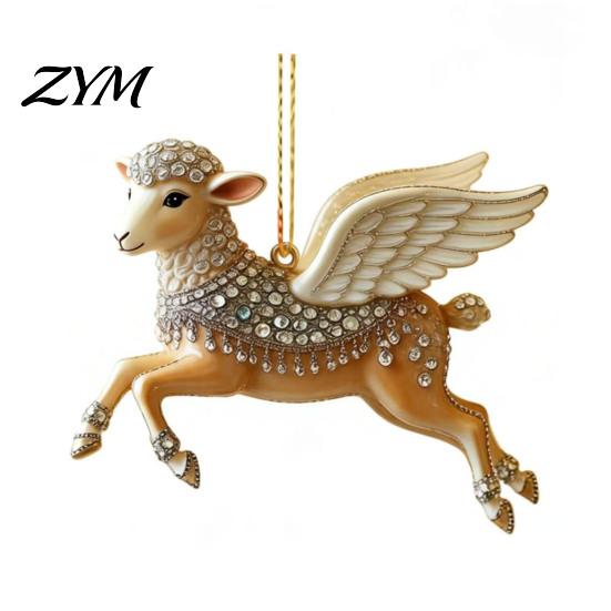 Durable Flat Panel Chandelier 2D Acrylic Sheep Keychain, Lamb Pendant for Car Rearview Mirror, Hanging Ornament Backpack Bag Charm, Home Decor,