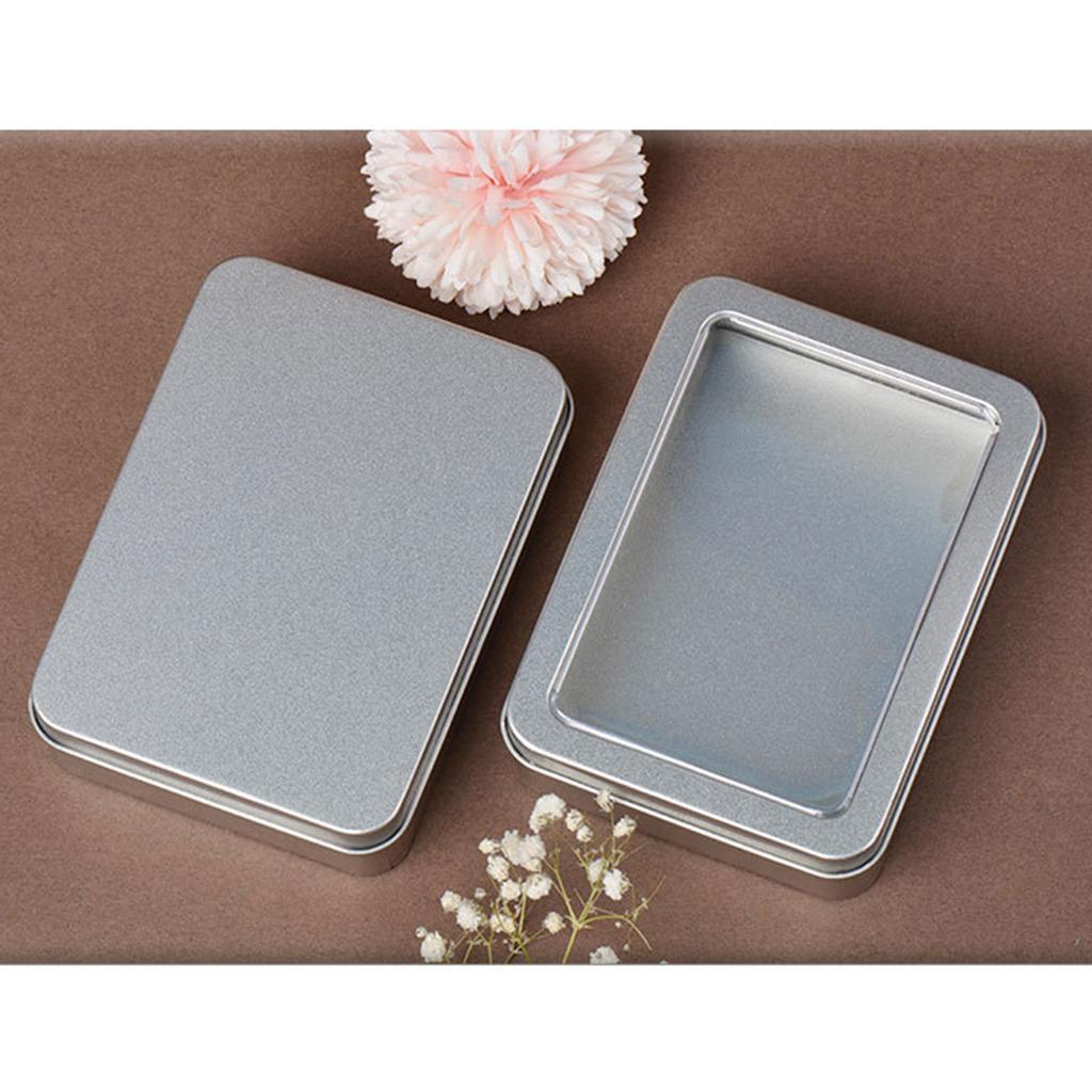 Metal Rectangle Silver Color Playing Cards Storage Box Money Coin Holder Box Candy Key Case Business Card Storage Can