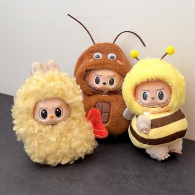 Милый наряд жареной креветки Одежда для куклы для Labubu Мультяшный таракан Динозавр Плюшевая одежда Одежда для кукол Labubu V1 V2 V3