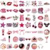 10/30/50PCS Pink Down Town Girl Sticky PVC Sticker Aesthetic DIY Decoration Scrapbooking Hand Accounting Supplies