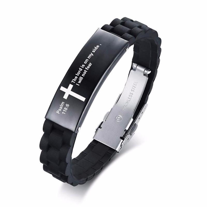 Vnox религиозный крест Иисус Писание цитата христианский библейский стих вдохновляющие вера силиконовые браслеты для мужчин персонализация