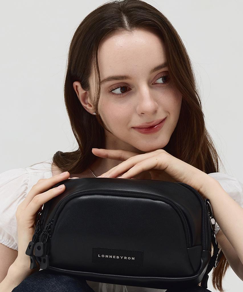 Lonnebyron Yaki Bag Черная кожаная сумка через плечо