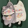 Мультяшное Кошачье Полотенце для Рук из Кораллового Флиса - Впитывающее Подвесное Полотенце для Кухни или Ванной