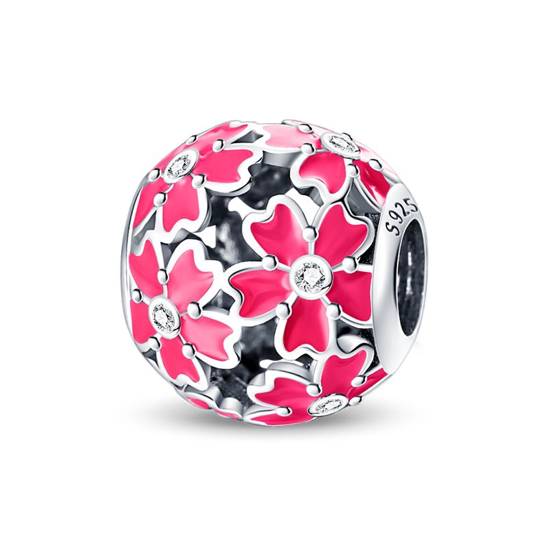 Spring 925 Silver Color Sakura Butterfly Flowers Charms Beads Fit Diy 925 Original Bracelets Fine DIY Jewelry Birthday Gifts