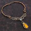 Bumble Bee Jasper Necklace Copper Wire Wrapped Necklace Rainbow Moonstone Necklace Handmade Gemstone Necklace Copper Jewelry Engagement Gift