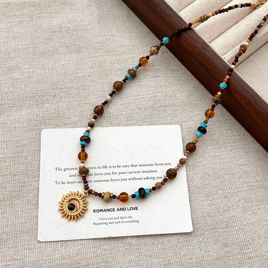 Ожерелье из натурального камня с бусинами для женщин - Роскошный чокер-цепочка на ключицу 2025